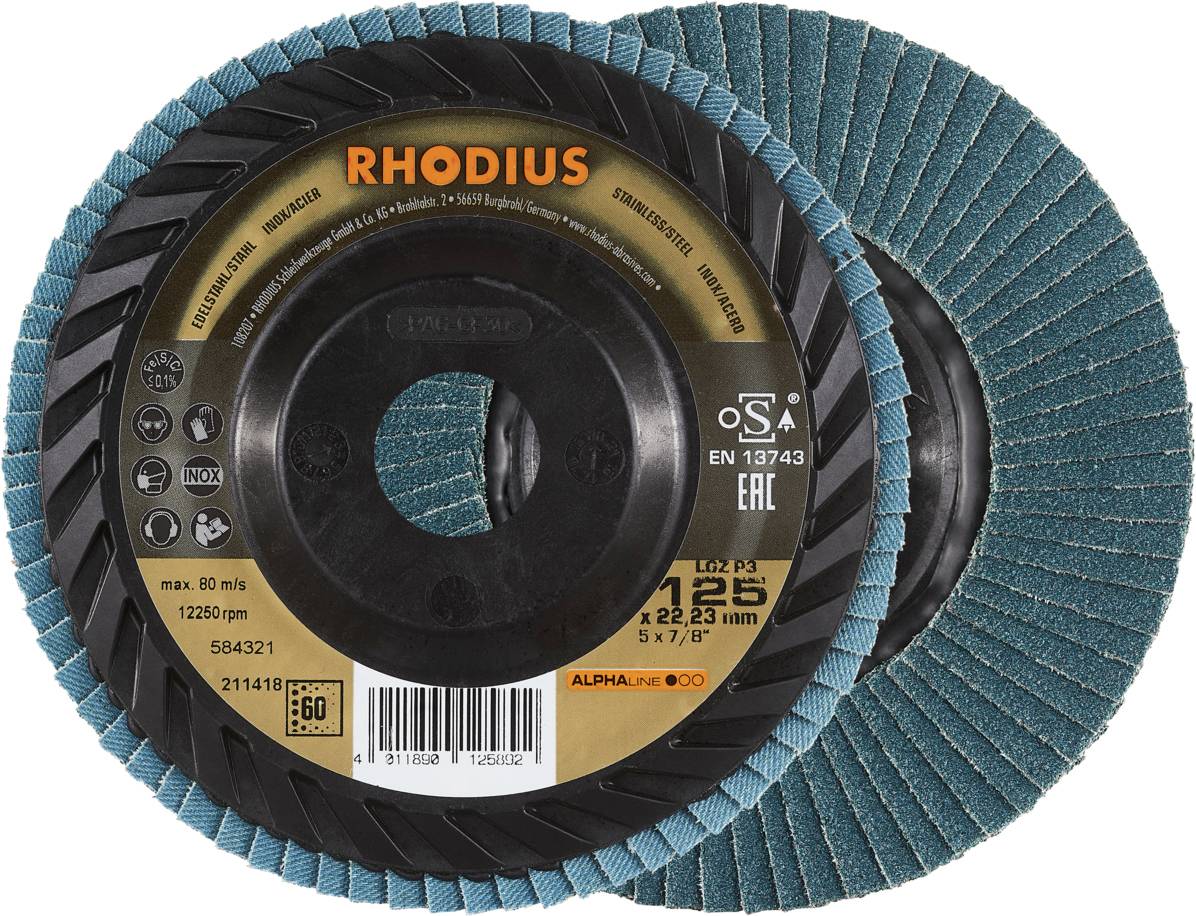 Rhodius 211418 LGZ P3 Lamellenschijf Korrelgrootte (num) 60 RVS, Staal 10 stuk(s)