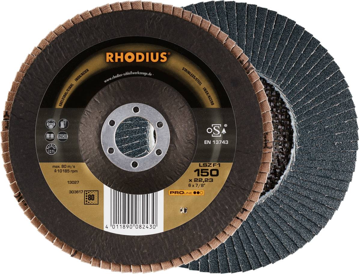 Rhodius 303617 LSZ F1 Lamellenschijf Korrelgrootte (num) 80 RVS, Staal 10 stuk(s)