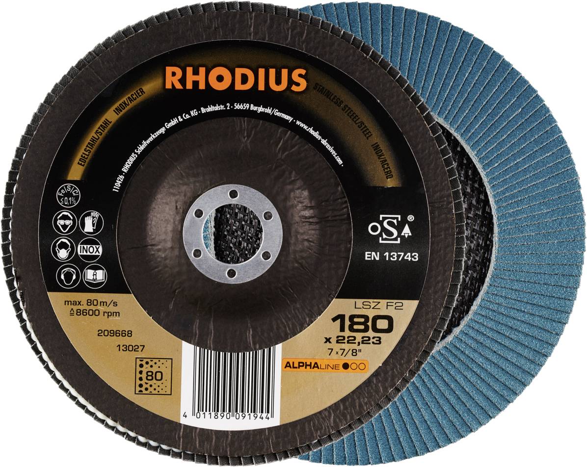 Rhodius 209668 LSZ F2 Lamellenschijf Korrelgrootte (num) 80 RVS, Staal 10 stuk(s)