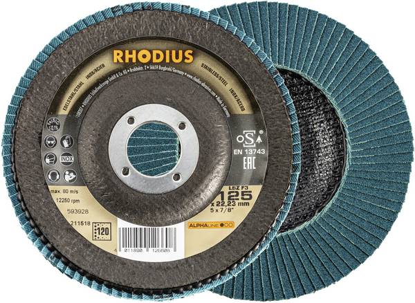 Rhodius 211518 LSZ F3 lepezasta brusna ploča   Granulacija 120 nehrđajući čelik, čelik 10 St.