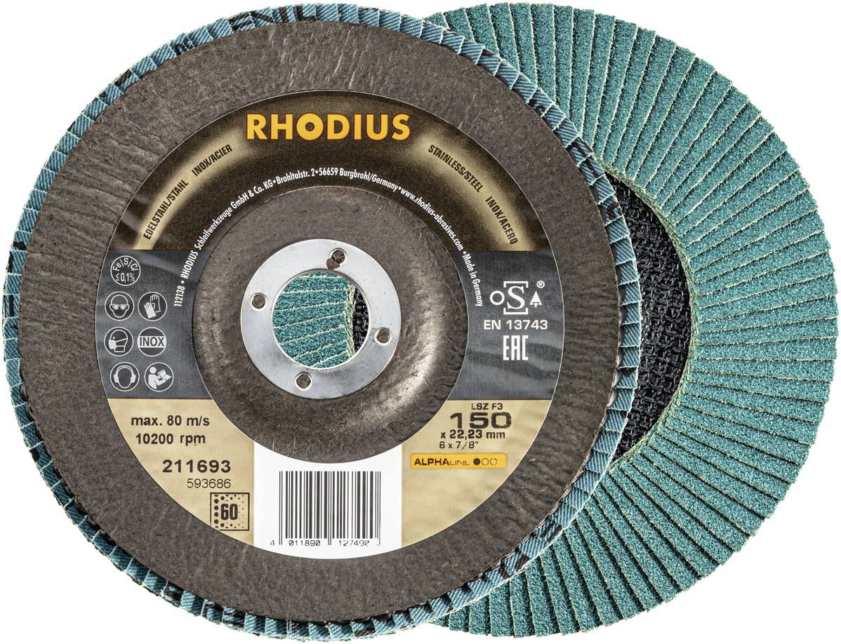 Rhodius 211693 LSZ F3 Lamellenschijf Korrelgrootte (num) 60 RVS, Staal 10 stuk(s)