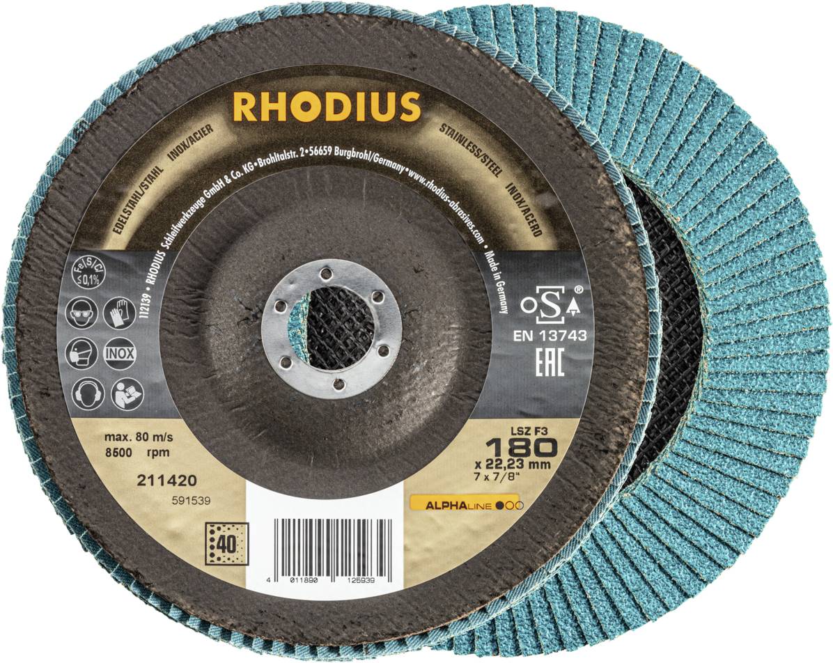 Rhodius 211420 LSZ F3 Lamellenschijf Korrelgrootte (num) 40 RVS, Staal 10 stuk(s)