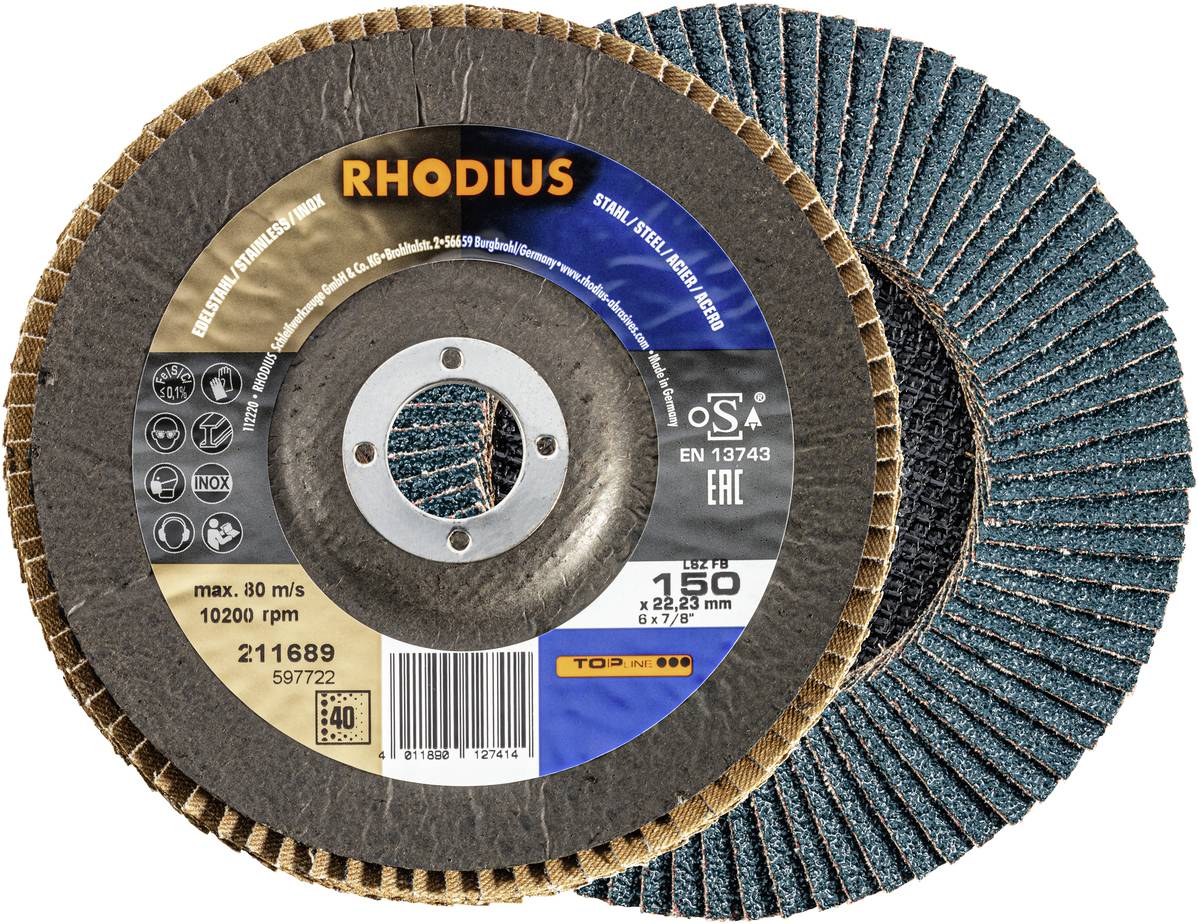 Rhodius 211689 LSZ FB Lamellenschijf Korrelgrootte (num) 40 RVS, Staal 10 stuk(s)