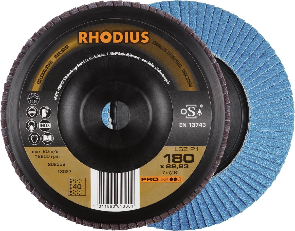 Rhodius 202559 LSZ P1 Lamellenschijf Korrelgrootte (num) 40 RVS, Staal 10 stuk(s)