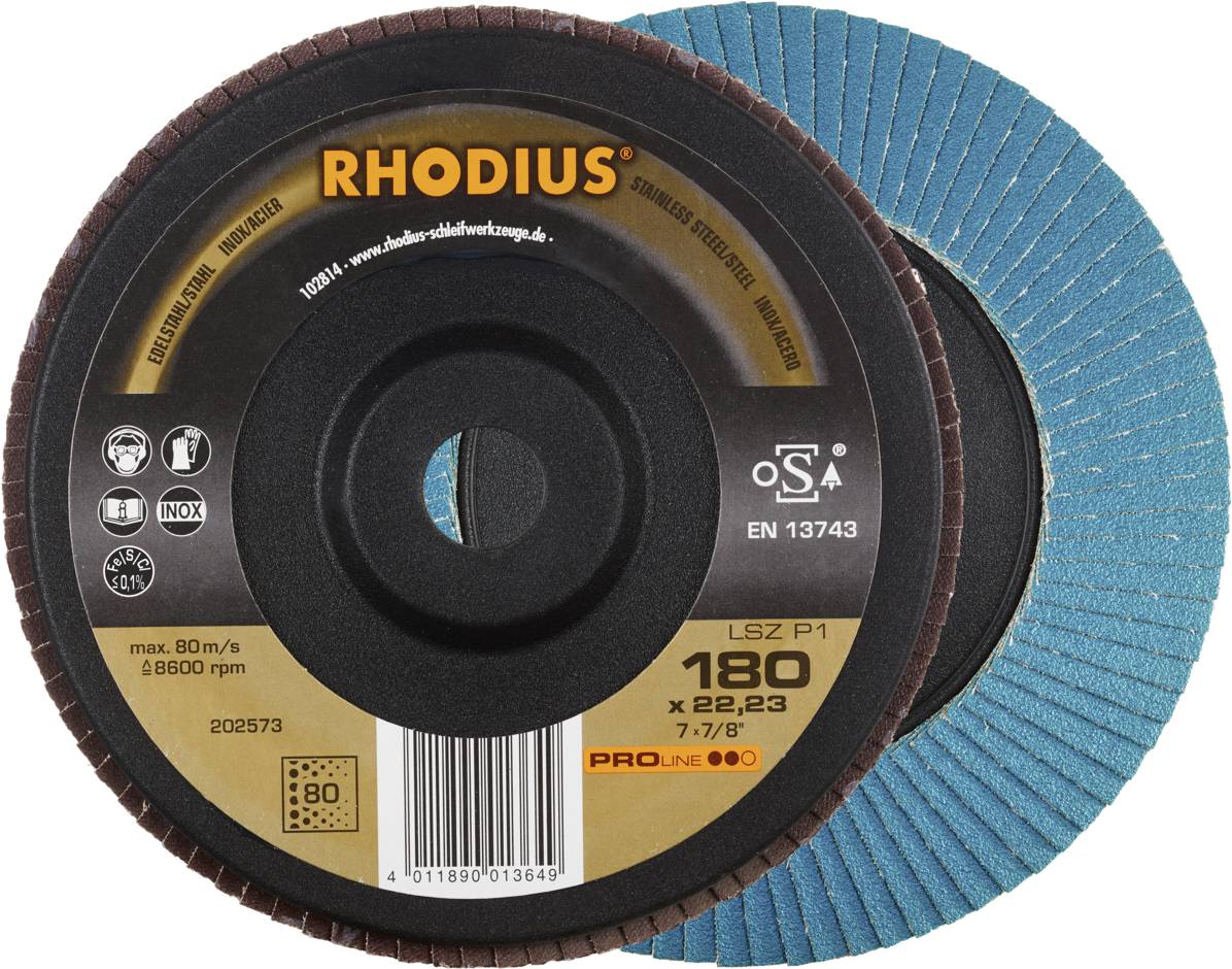 Rhodius 202573 LSZ P1 Lamellenschijf Korrelgrootte (num) 80 RVS, Staal 10 stuk(s)