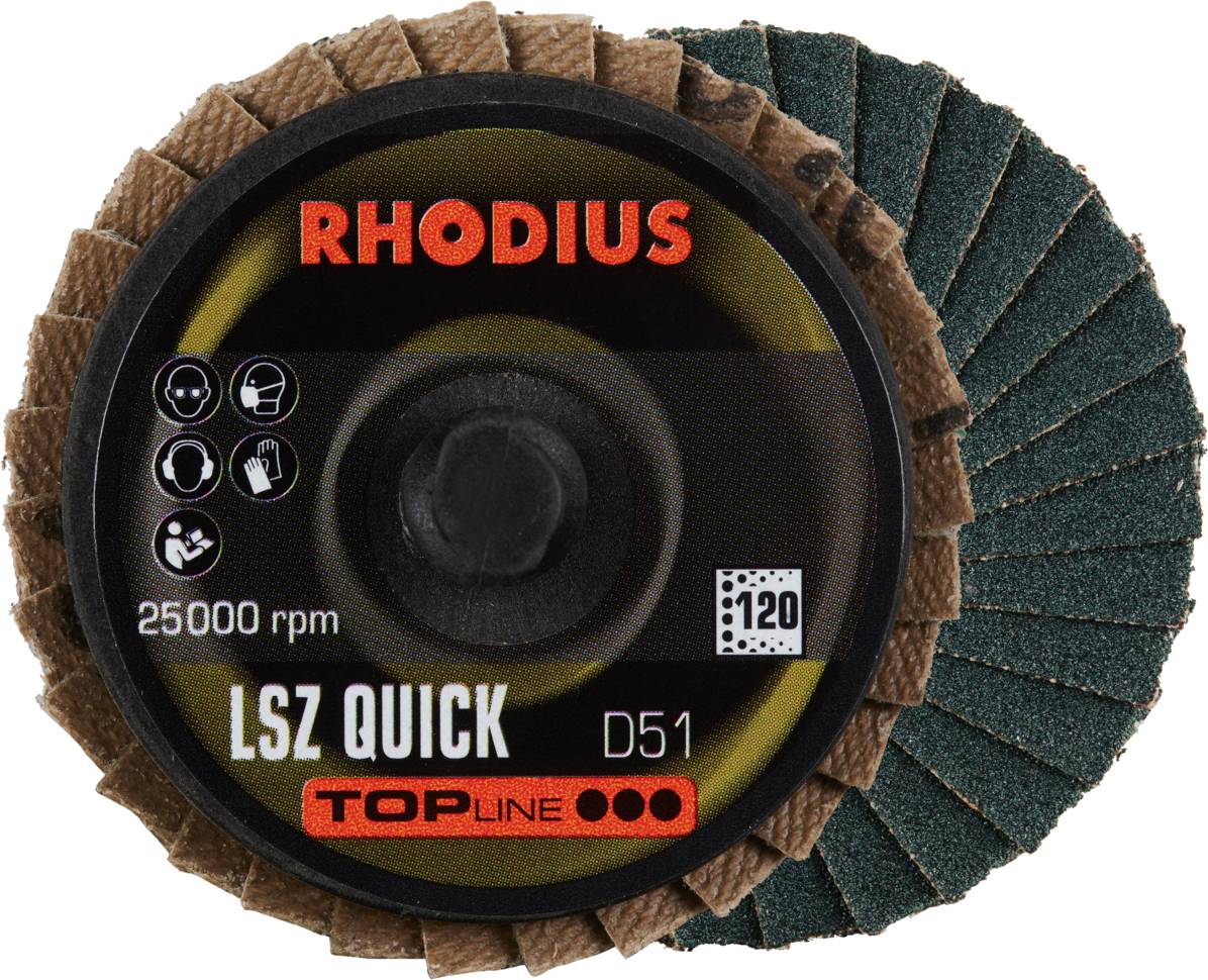 Rhodius 303933 LSZ QUICK Lamellenschijf Korrelgrootte (num) 120 RVS, Staal, Non-ferrometaal 10 stuk(s)