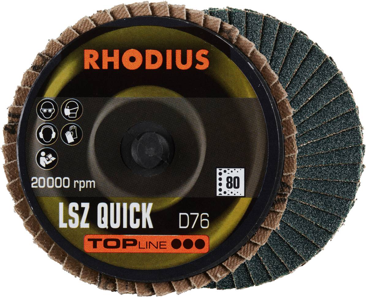 Rhodius 303936 LSZ QUICK Lamellenschijf Korrelgrootte (num) 80 RVS, Staal, Non-ferrometaal 10 stuk(s)