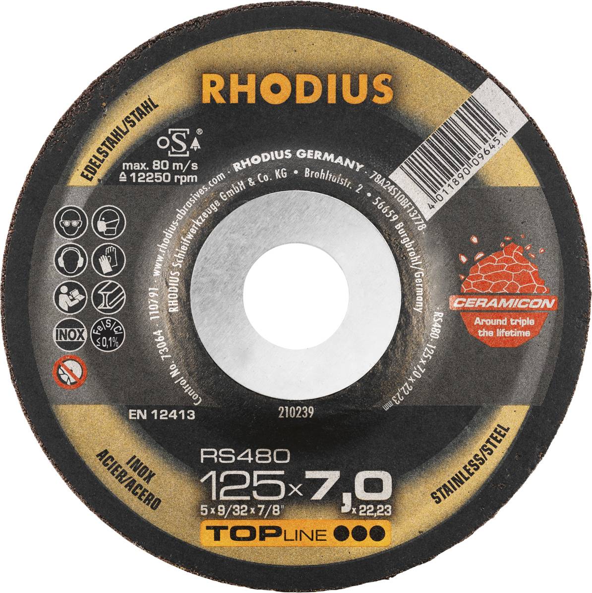 Rhodius 210239 RS480 Afbraamschijf RVS, Staal 25 stuk(s)
