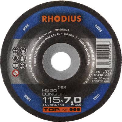 Rezna ploča Rhodius, promjera 115x7,0 mm, pogodna za obradu čelika, robusne izvedbe, za dugotrajnu upotrebu.