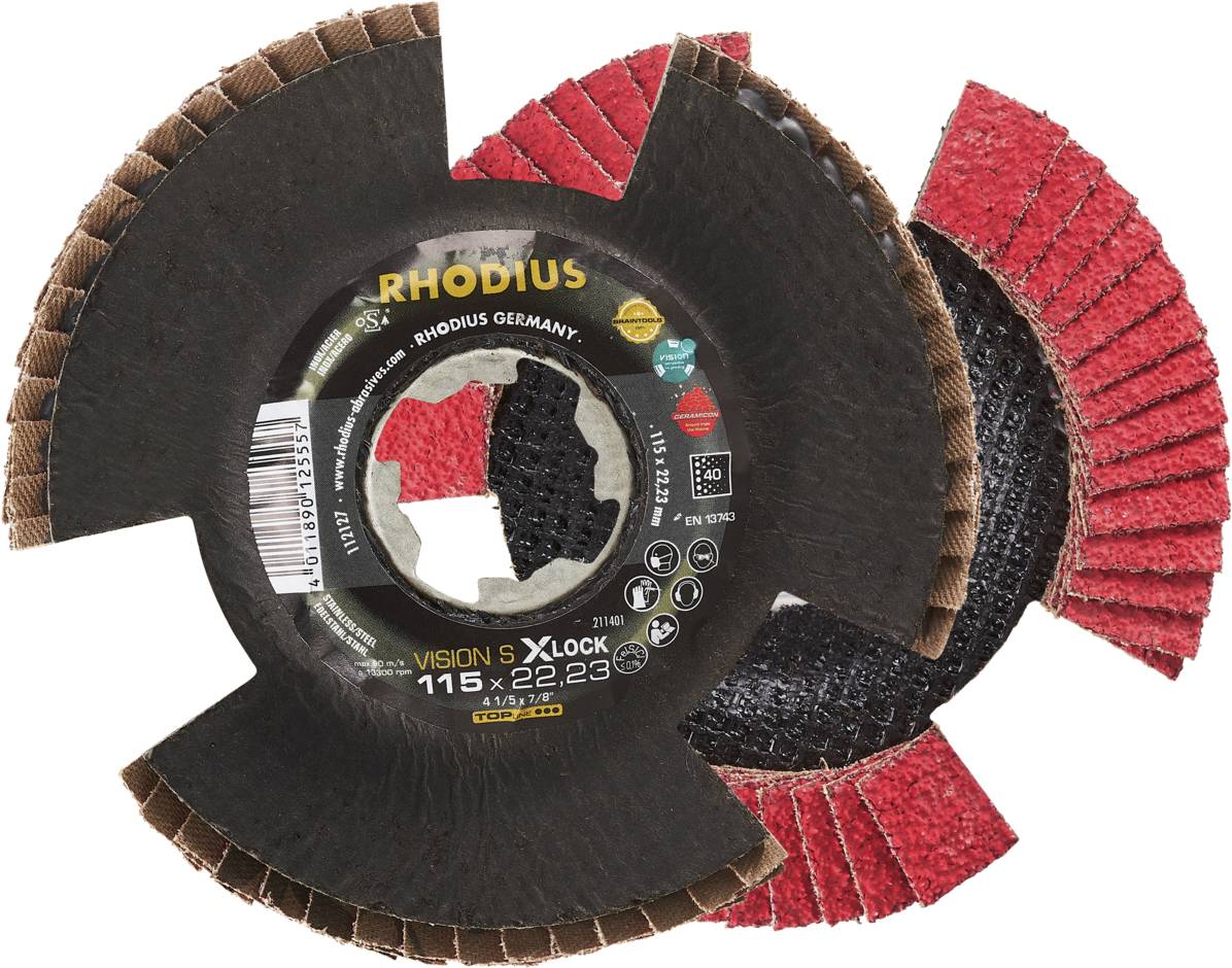 Rhodius 211401 VISION SPEED X-LOCK Lamellenschijf Korrelgrootte (num) 40 RVS, Staal, Non-ferrometaal 10 stuk(s)