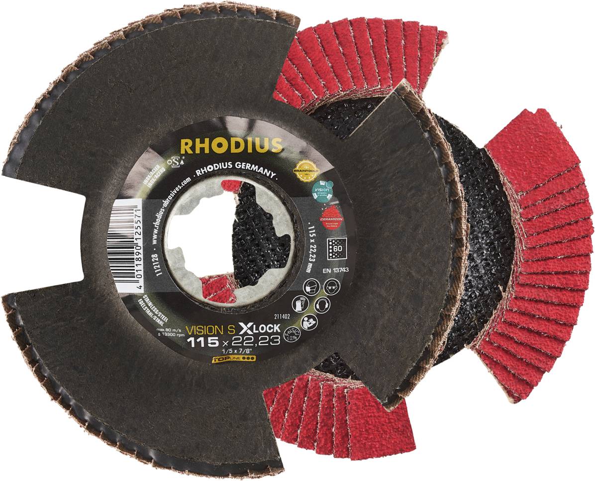 Rhodius 211402 VISION SPEED X-LOCK Lamellenschijf Korrelgrootte (num) 60 RVS, Staal, Non-ferrometaal 10 stuk(s)