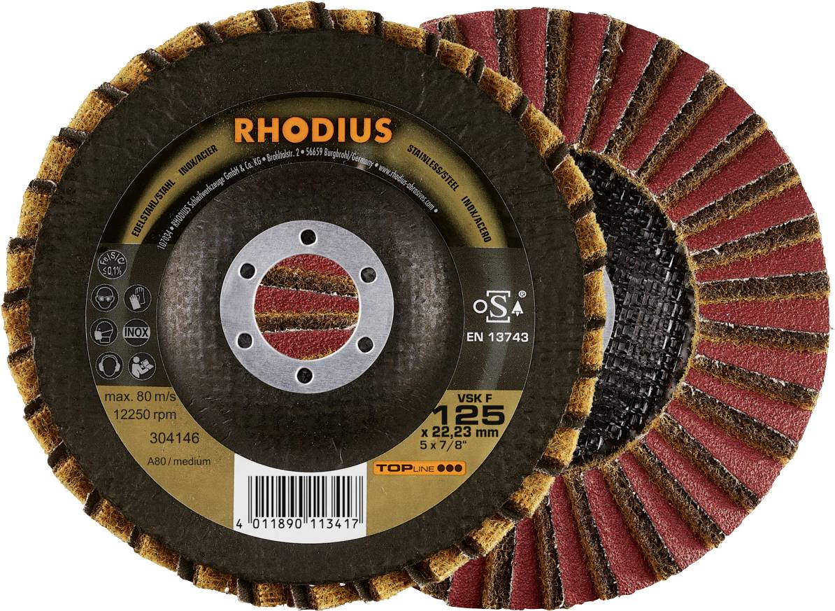 Rhodius 353298 VSK F Lamellenschijf Diameter 115 mm RVS V2A 10 stuk(s)