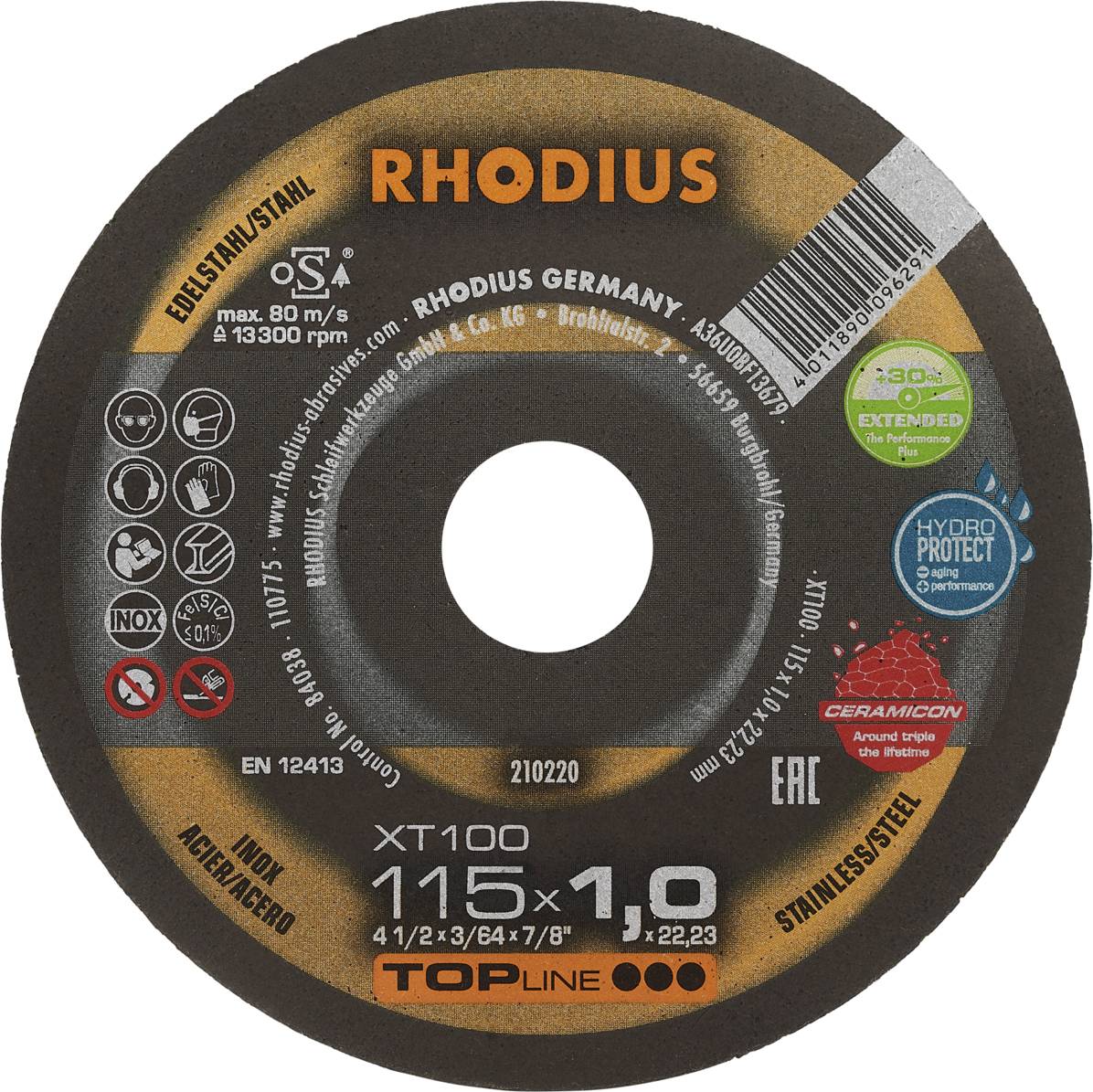 Rhodius XT100 210220 Doorslijpschijf 25 stuk(s) RVS, Staal