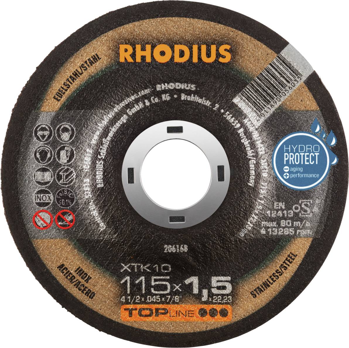 Rhodius XTK10 206168 Doorslijpschijf 50 stuk(s) RVS, Staal