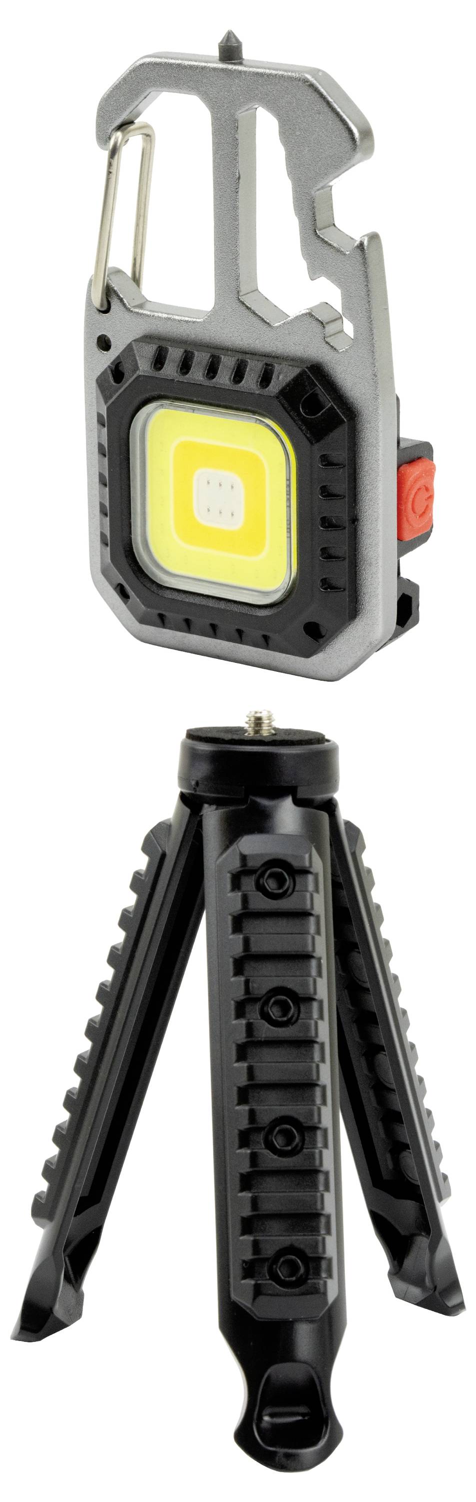 Prijenosna LED lampa s karabinom i skidljivim stalkom, idealna za aktivnosti na otvorenom.