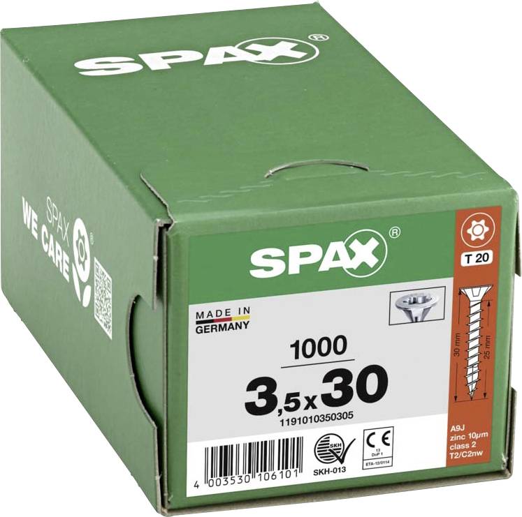 SPAX 1191010350305 R 88091 Senkkopf/T-STAR Houtschroef 3.5 mm 30 mm T-STAR plus Staal WIROX 1000 stuk(s)