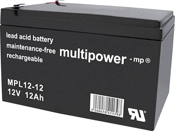 multipower MPL12-12 146650 olovni akumulator 12 V 12 Ah olovno-koprenasti (Š x V x D) 98 x 98 x 151 mm plosnati priključak 6.35 mm bez održavanja, nisko samopražnjenje