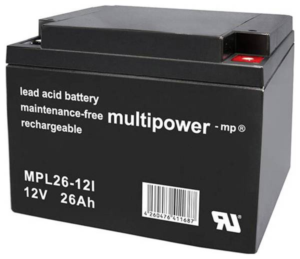 multipower MPL26-12I 146661 olovni akumulator 12 V 26 Ah olovno-koprenasti (Š x V x D) 175 x 125 x 166 mm M5 vijčani priključak bez održavanja, nisko samopražnjenje