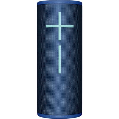 Prijenosni plavi Bluetooth zvučnik s velikim plus i minus znakovima za upravljanje glasnoćom na prednjoj strani.