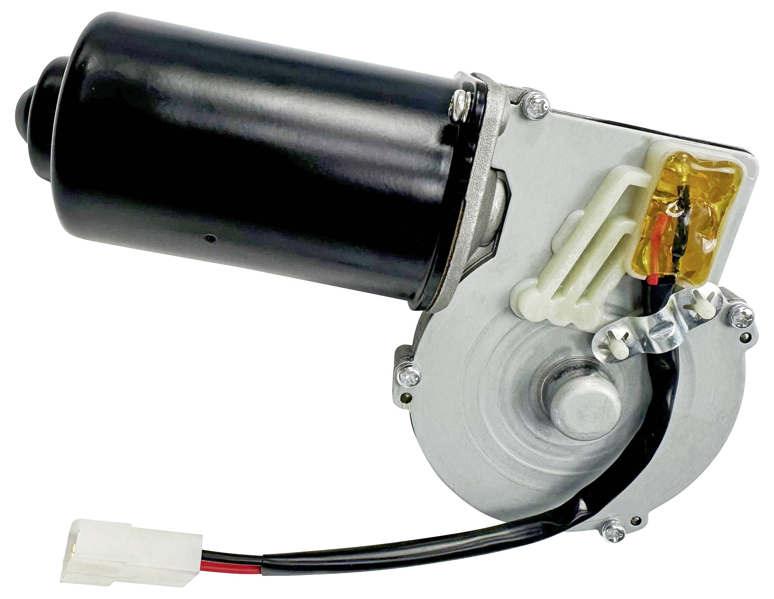 Električni motor brisača vjetrobrana s kabelskom vezom na bijeloj pozadini.