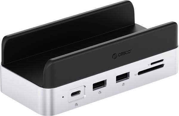 ORICO USB-C® priključna stanica  VS10 Mini Dock Desktop Stand   integrirani držač, integrirani čitač kartica, M.2 SSD utor