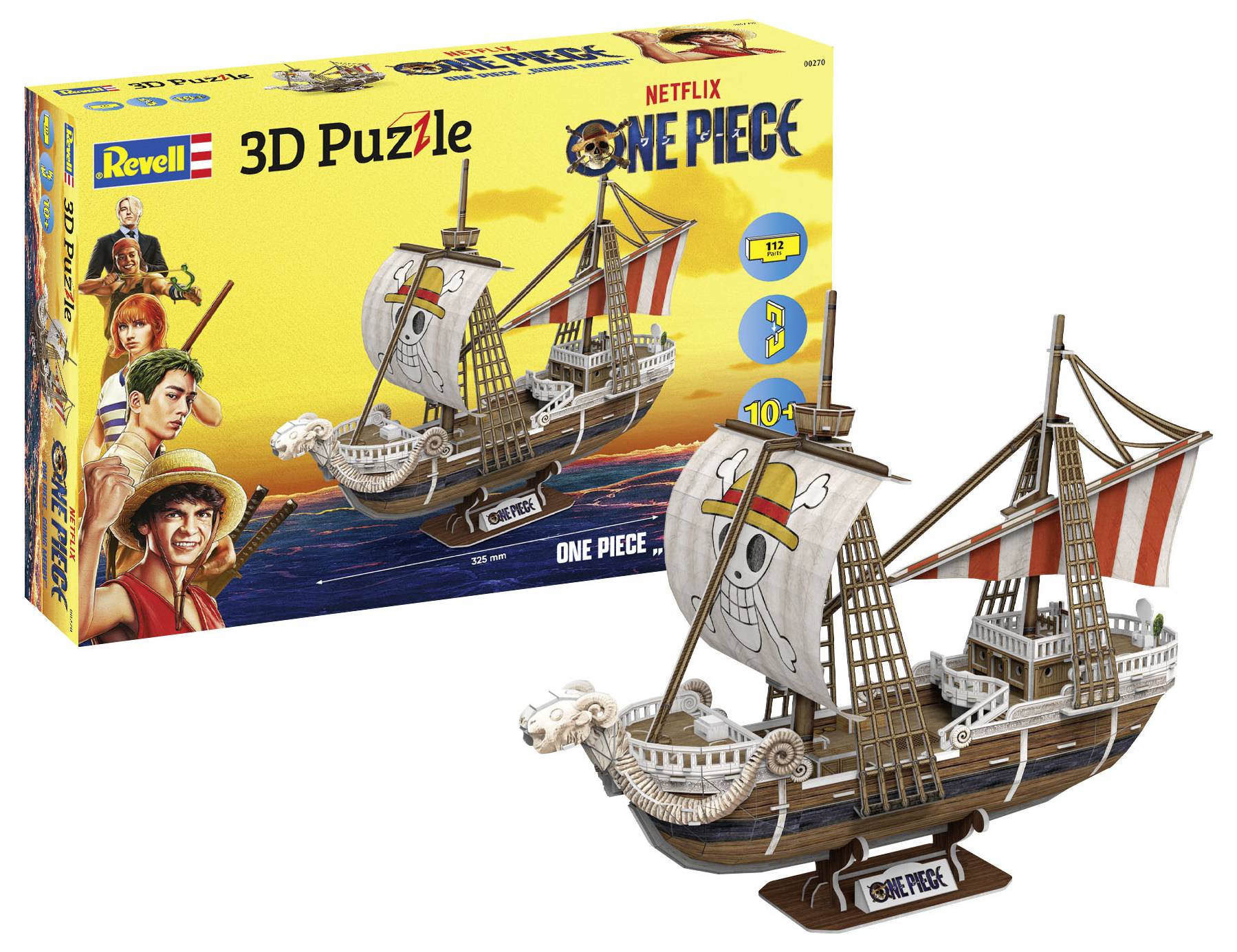 3D slagalica broda iz 'One Piece', Revell set: Detaljni model, 129 dijelova, pogodan za djecu od 10 godina.