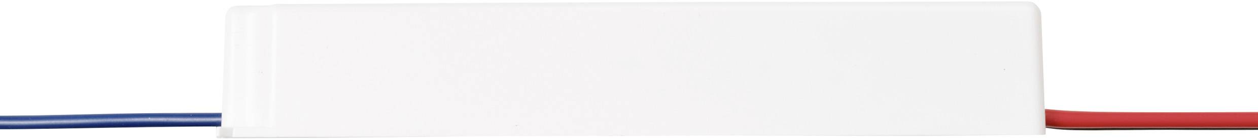 Mali pravokutni elektronički uređaj s plavim i crvenim vodovima koji se protežu s obje strane, vjerojatno dio komponente.