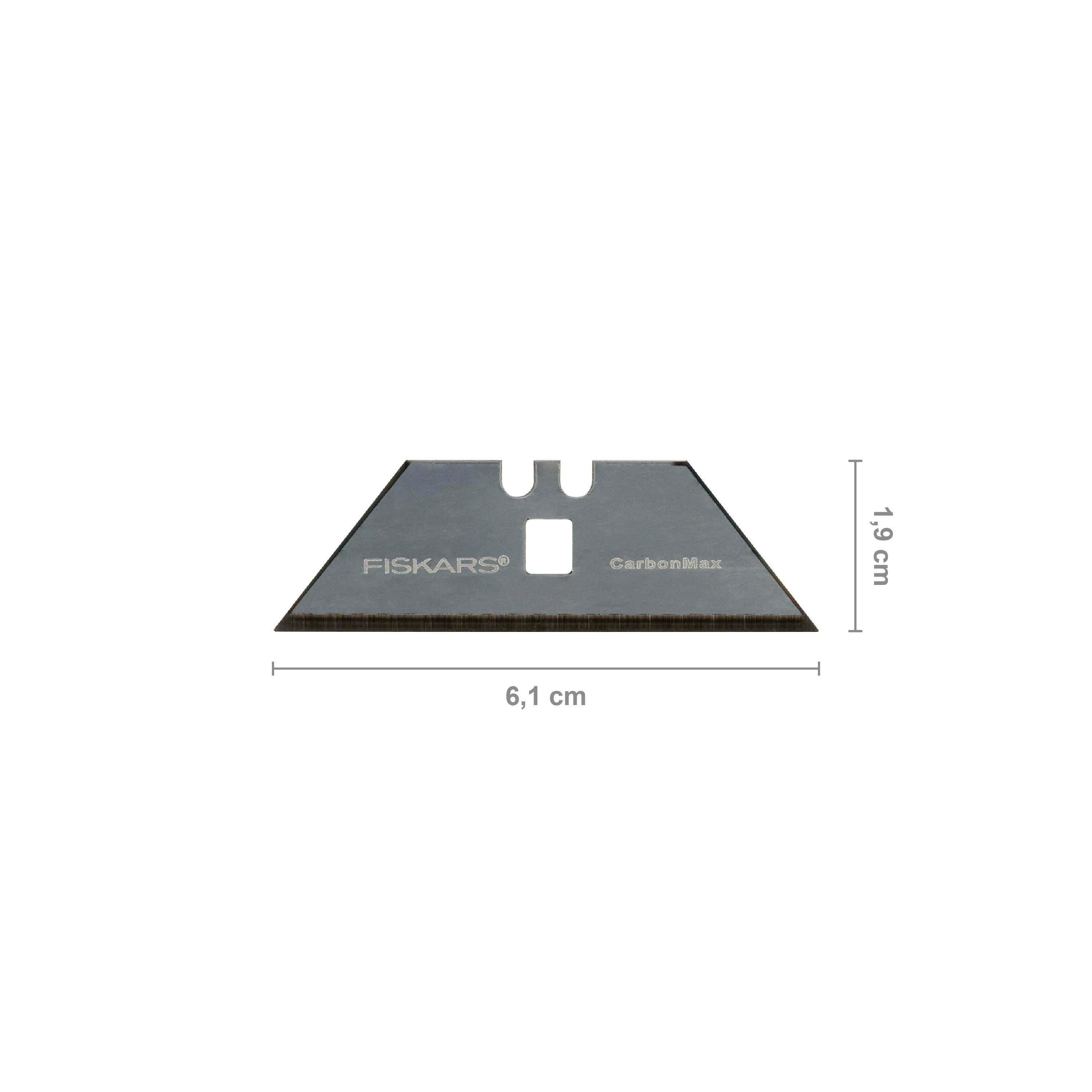 'Fiskars CarbonMax' nož s dimenzijama 6,1 cm širine i 1,9 cm visine.