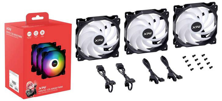 ADATA VENTO 120 ventilator za PC kućište crna (Š x V x D) 120 x 120 x 25 mm uklj. LED rasvjeta-0