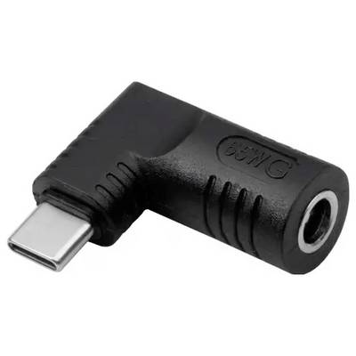 Crni, kutni adapter od USB-C na 3,5 mm jack utičnicu, prikladan za audio veze.