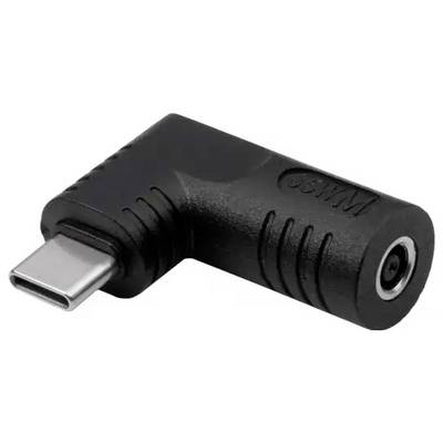 Crni 90-stupanjski kutni adapter s USB-C utikačem na jednoj strani i 3,5 mm utičnicom za slušalice na drugoj strani.