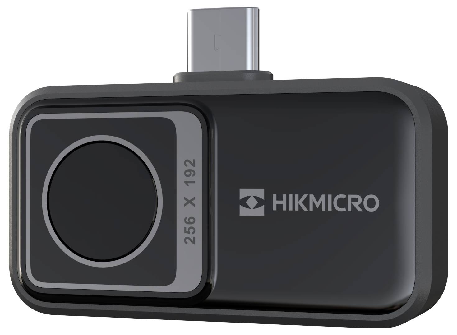 Kompaktna USB-C termalna kamera pravokutnog dizajna s natpisom '256 X 192' i 'HIKMICRO' na prednjoj strani.
