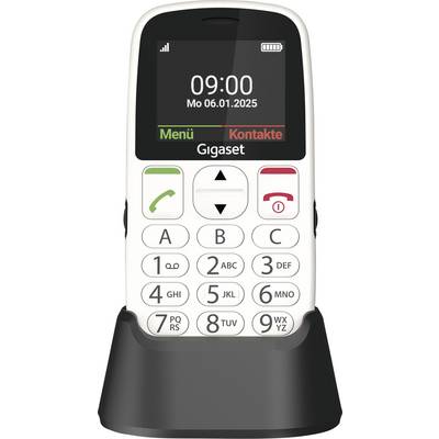 Mobilni telefon s velikim tipkama prikazuje na zaslonu '09:00 Po 06.01.2025'. Gore se nalaze stavke izbornika 'Izbornik' i 'Kontakti'.