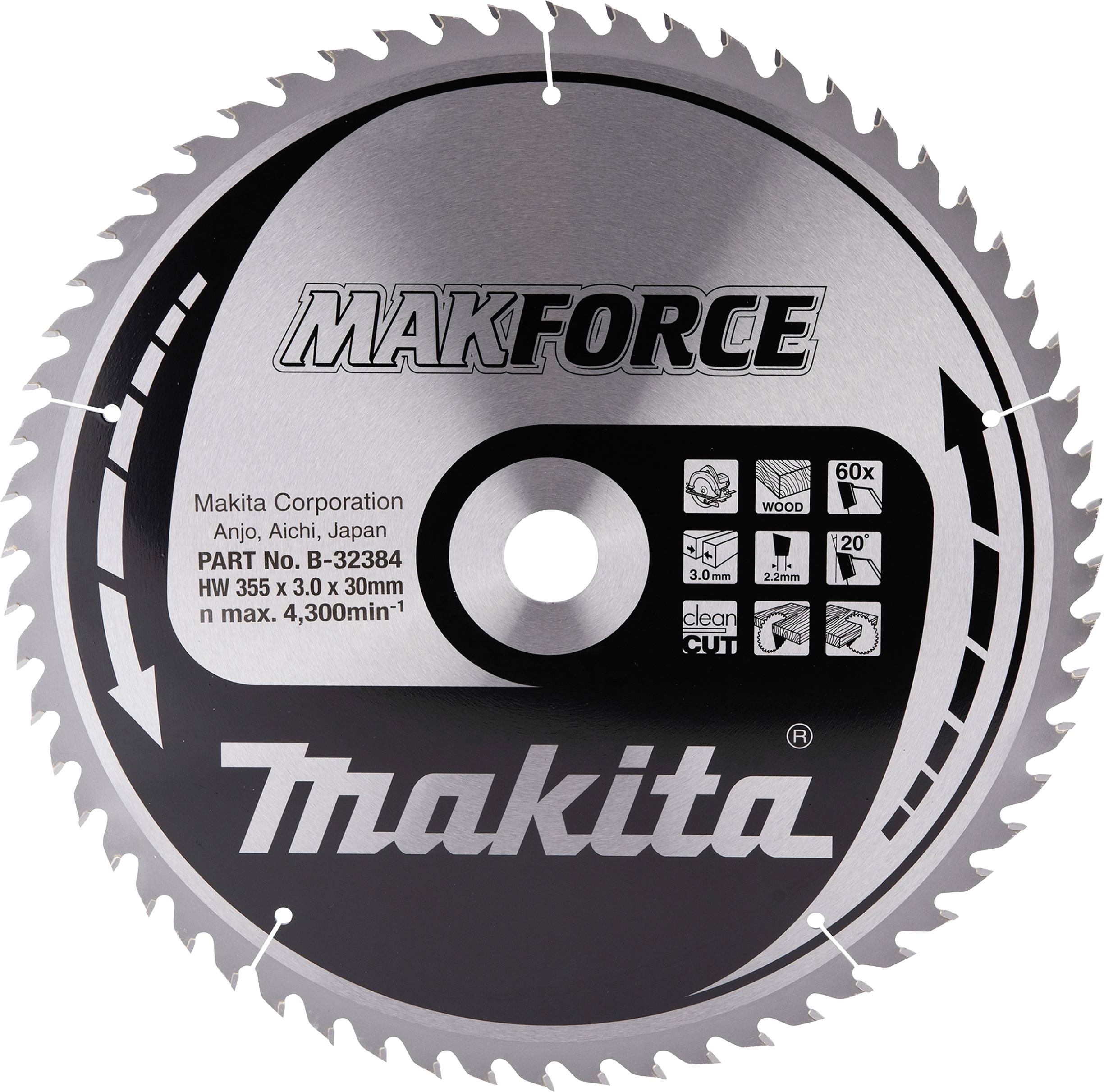 Makita B-32384 MAKFORCE B-32384 list kružne pile 355 x 30 x 3.0 mm Broj zubaca (po inču): 60 1 St.-0