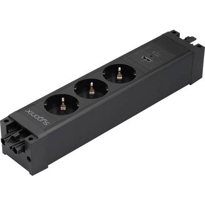 Sygonix SY-6872236 3-struki modularna utičnica bez prekidača crna-0