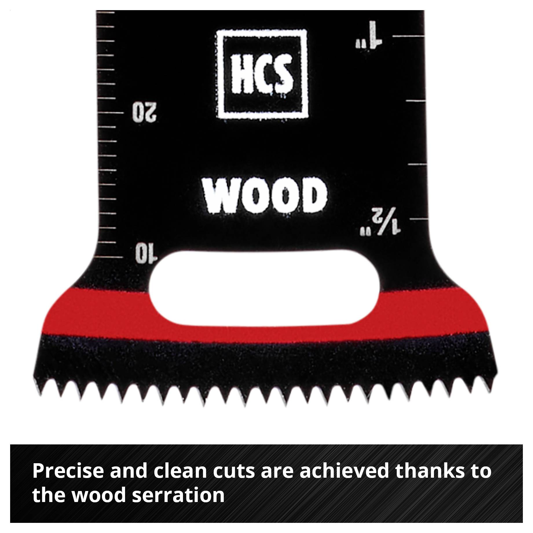 Listao sa написом 'HCS WOOD', prikladan za precizne i čiste rezove drva putem posebnog zubanja.
