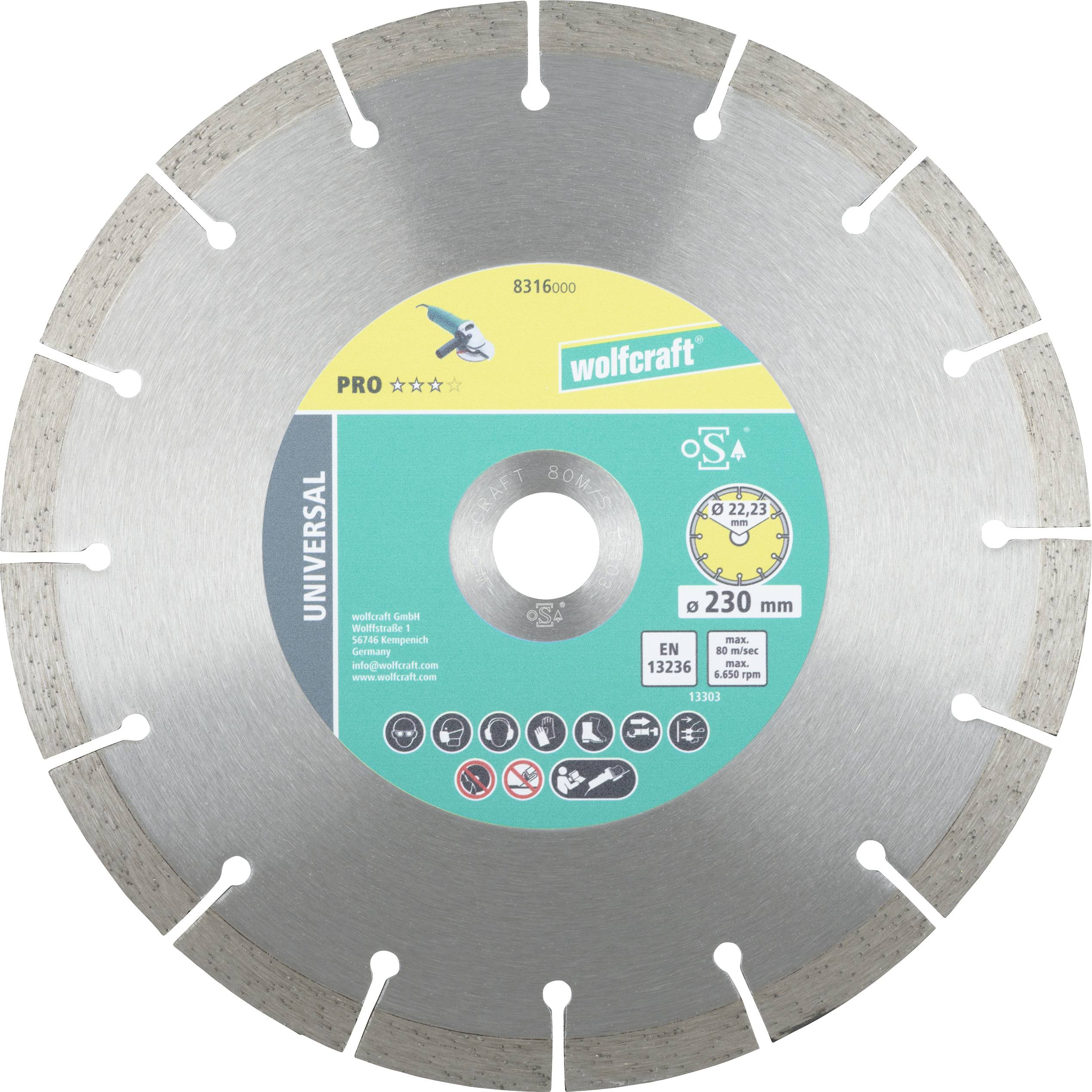Wolfcraft 8316000 dijamantna rezna ploča 230 mm 1 St. građevinski materijali-0