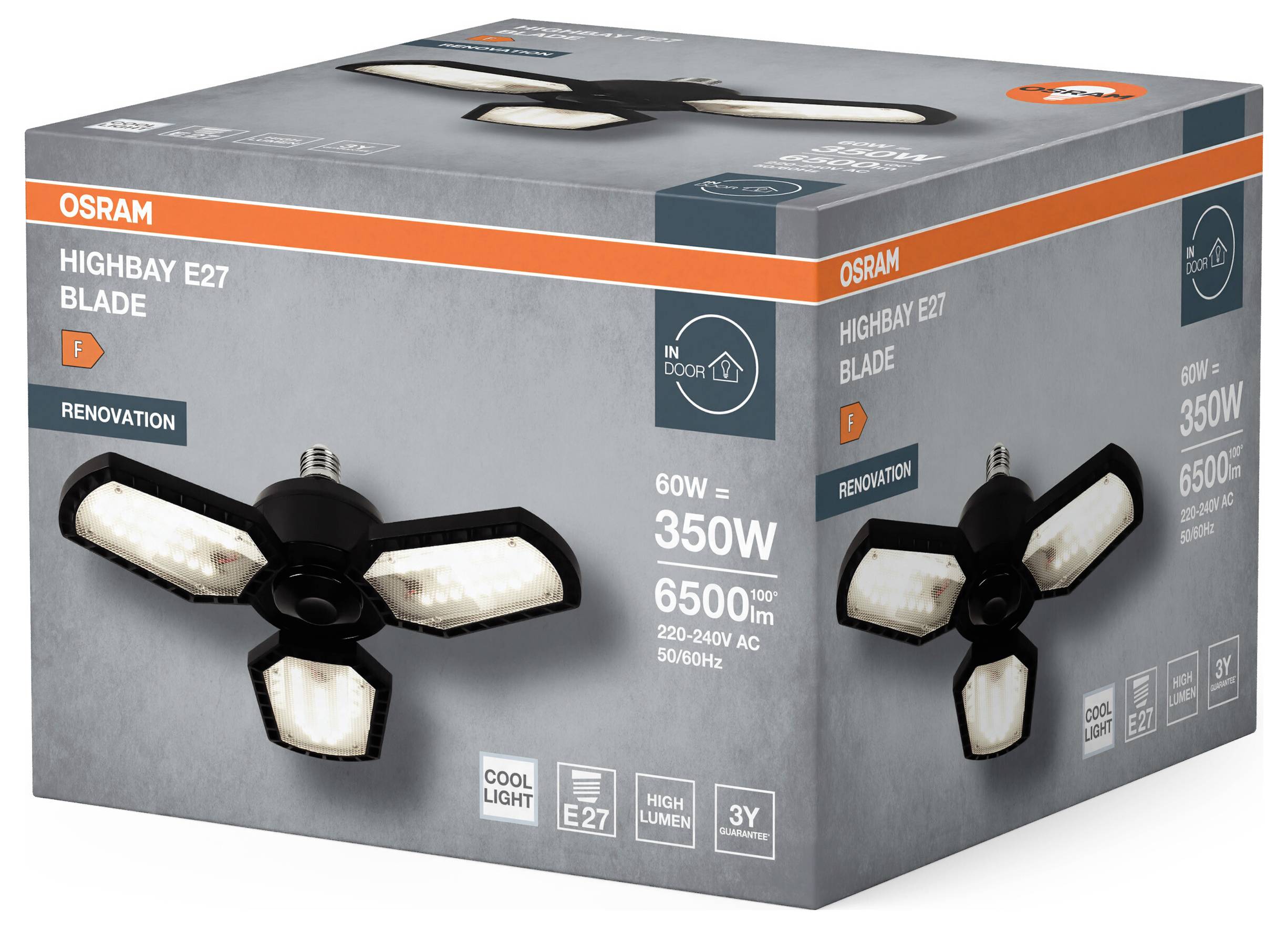 OSRAM HOMELIGHTING Highbay Blade E27 60W 840 E27 Black 4099854429316 podna svjetiljka Energetska učinkovitost 2021: F (A-2