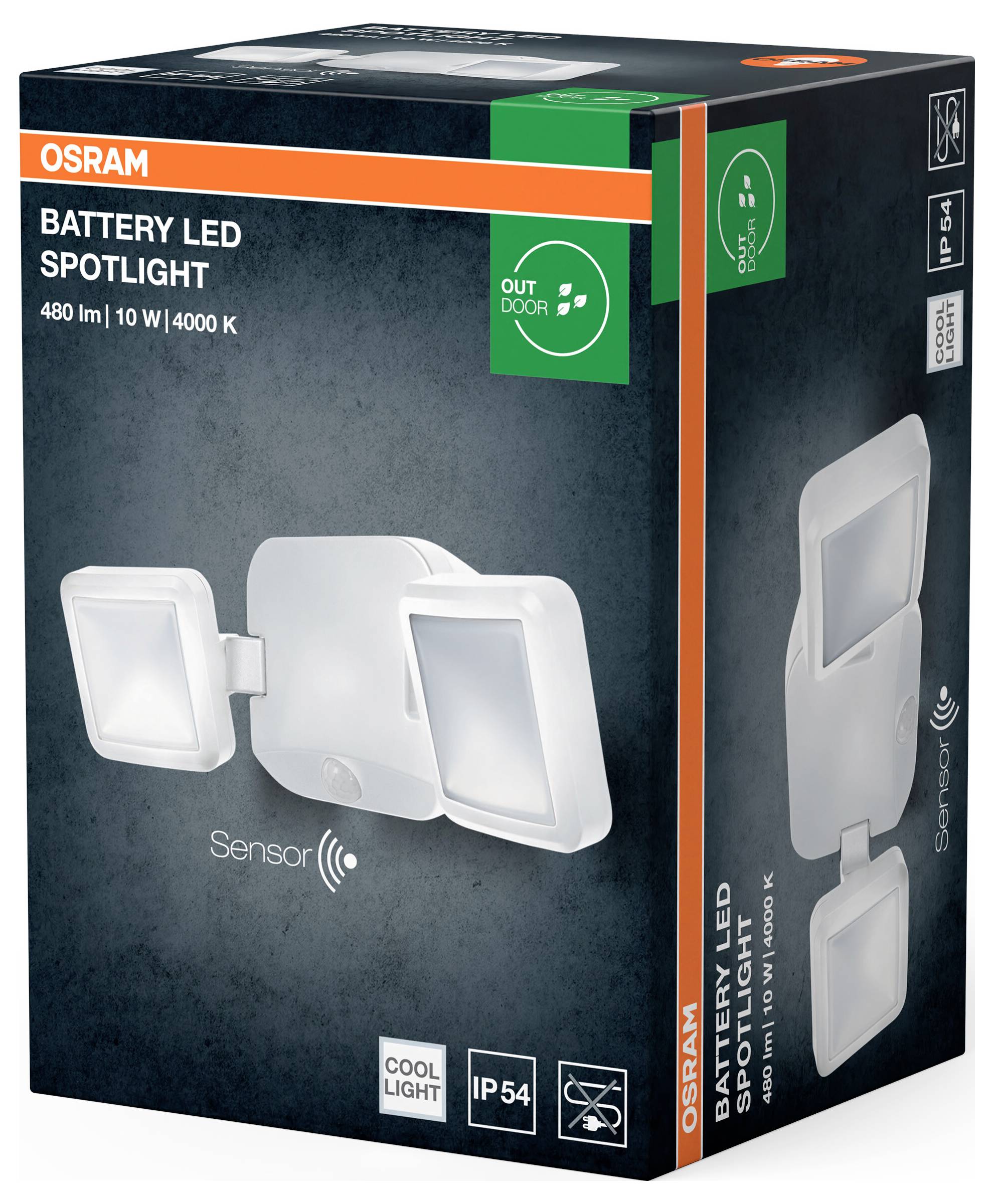 OSRAM HOMELIGHTING Battery LED Spotlight Sensor 10W 4000K IP54 White 4099854497513 vanjski reflektor 10 W-1