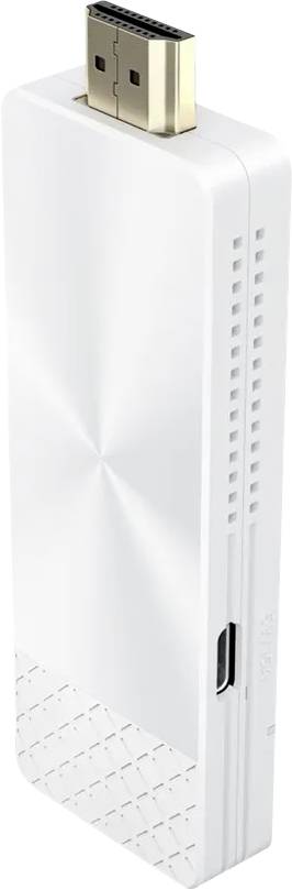 Bijeli HDMI bežični adapter za prikaz koji ima USB priključak sa strane, namijenjen prijenosu medijskog sadržaja s mobilnih uređaja na TV ili monitor.
