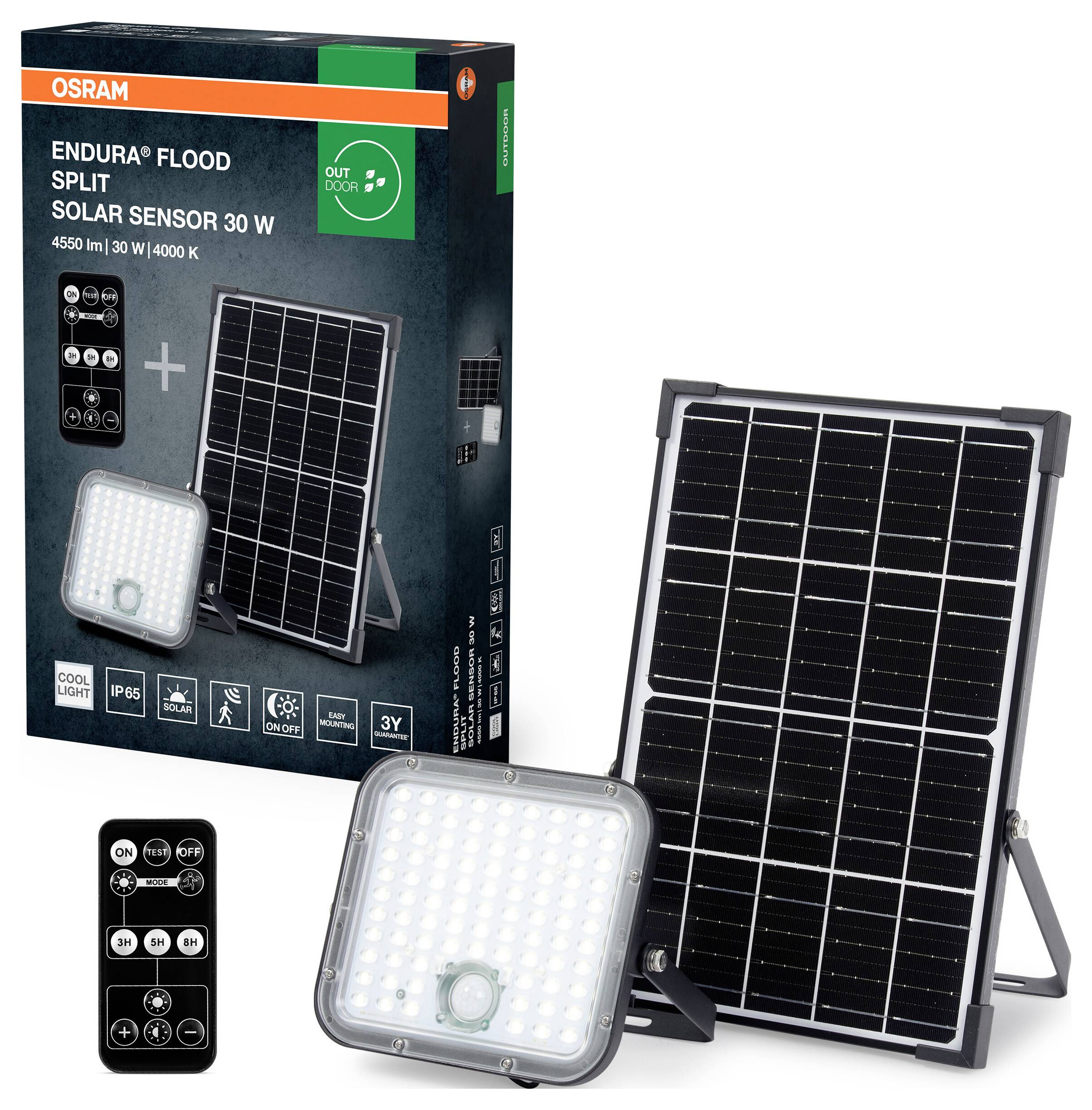 OSRAM HOMELIGHTING 4099854429439 Endura Flood Split Solar Sensor 30W 840 Remote control solar svjetlo za vrt LED LED 30 -1