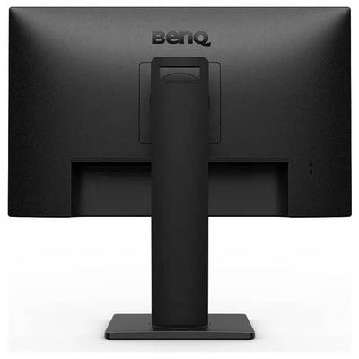 Slika prikazuje pogled straga na računalnom monitoru BenQ na pravokutnom postolju, ističući njegov elegantan i minimalistički dizajn.