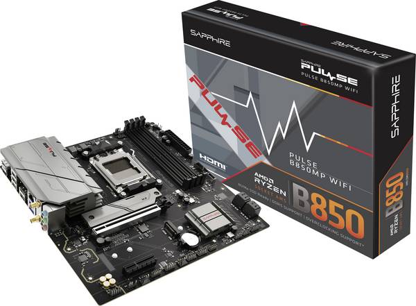Sapphire 52123-04-40G matična ploča Baza #####AMD AM5 Faktor oblika (detalji) Micro-ATX Set čipova matične ploče AMD® B850