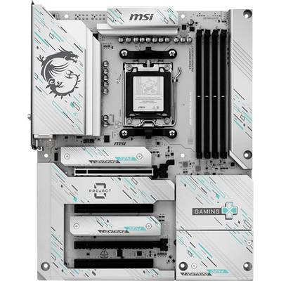 Matična ploča MSI s četiri utora za RAM, dva PCI utora i logom zmaja na hladnjaku. Bijeli i cijan naglasci s oznakom 'Gaming'.