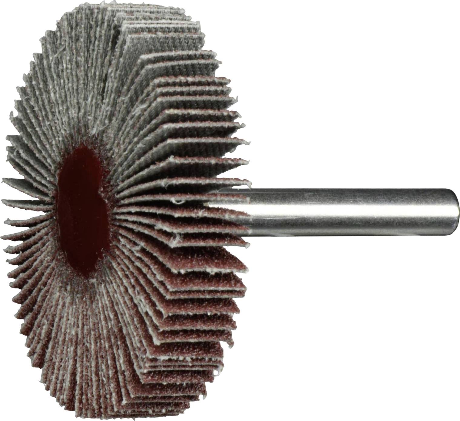 Okrugla abrazivna lepezasta ploča s metalnim vratilom, namijenjena brušenju, poliranju ili obradi površina.