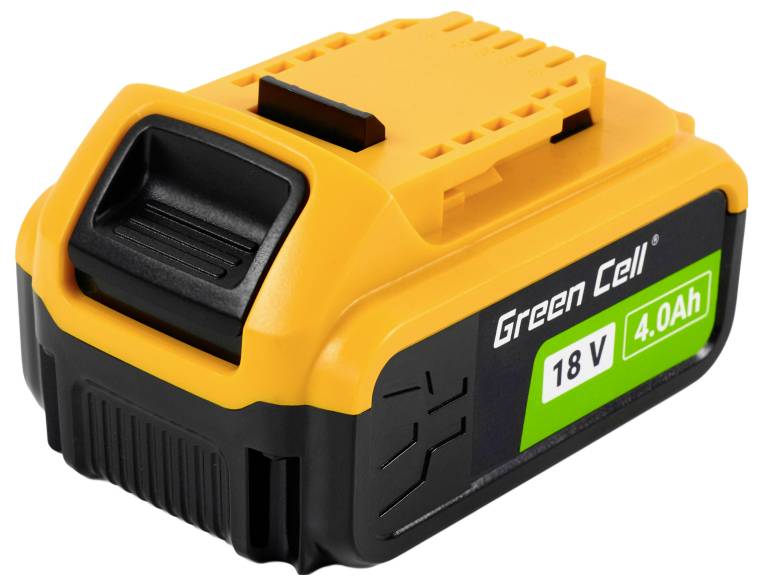 Žuta i crna punjiva baterija označena natpisom 'Green Cell 18V 4.0Ah', namijenjena za ručne alate.