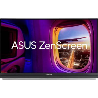 ASUS ZenScreen prikazuje živopisni zalazak sunca kroz prozor zrakoplova, naglašavajući briljantno osvjetljenu panoramu grada ispod.