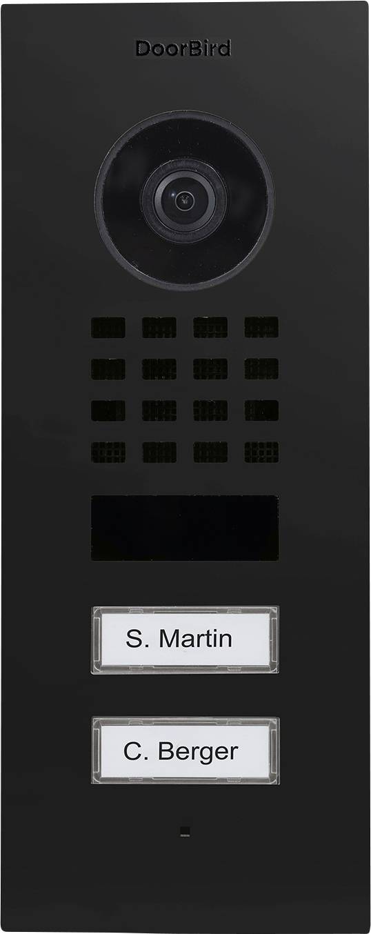 Interfon s kamerom, s dva označena gumba: 'S. Martin' i 'C. Berger'.