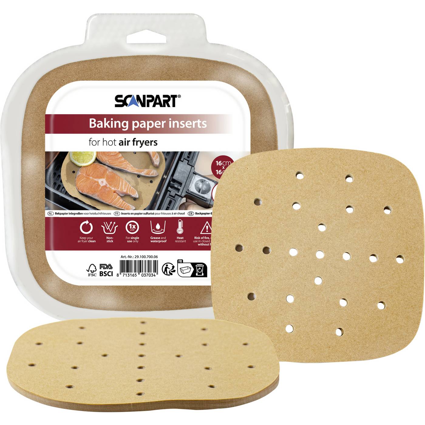 ScanPart 2910070006 Heteluchtfriteuspapier perf. 16 x 16 cm.