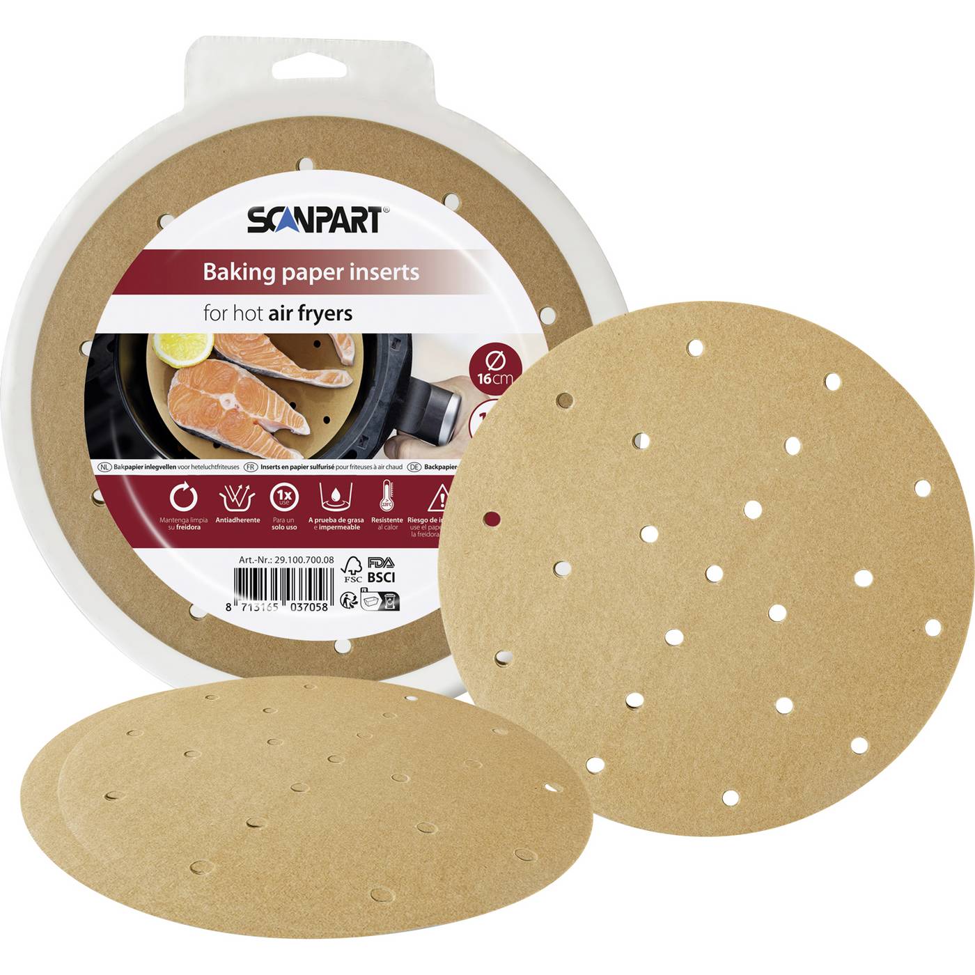 ScanPart 2910070008 Heteluchtfriteuspapier perf. Ø 16 cm.